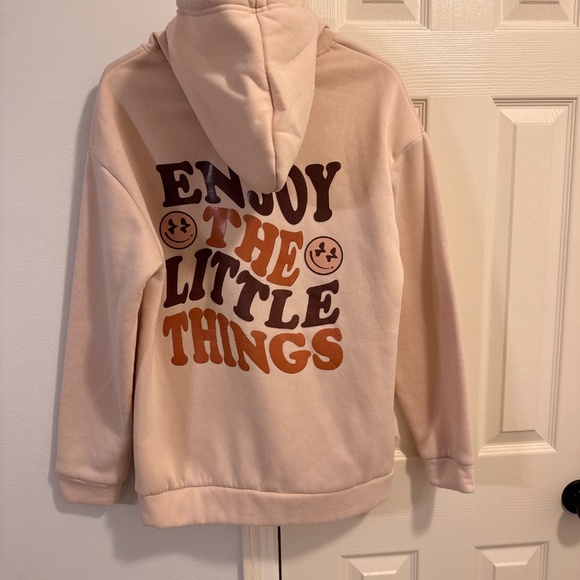 Pullover Graphic Hoodie Tan Size L Soft Cream Tan - Picture 3 of 6